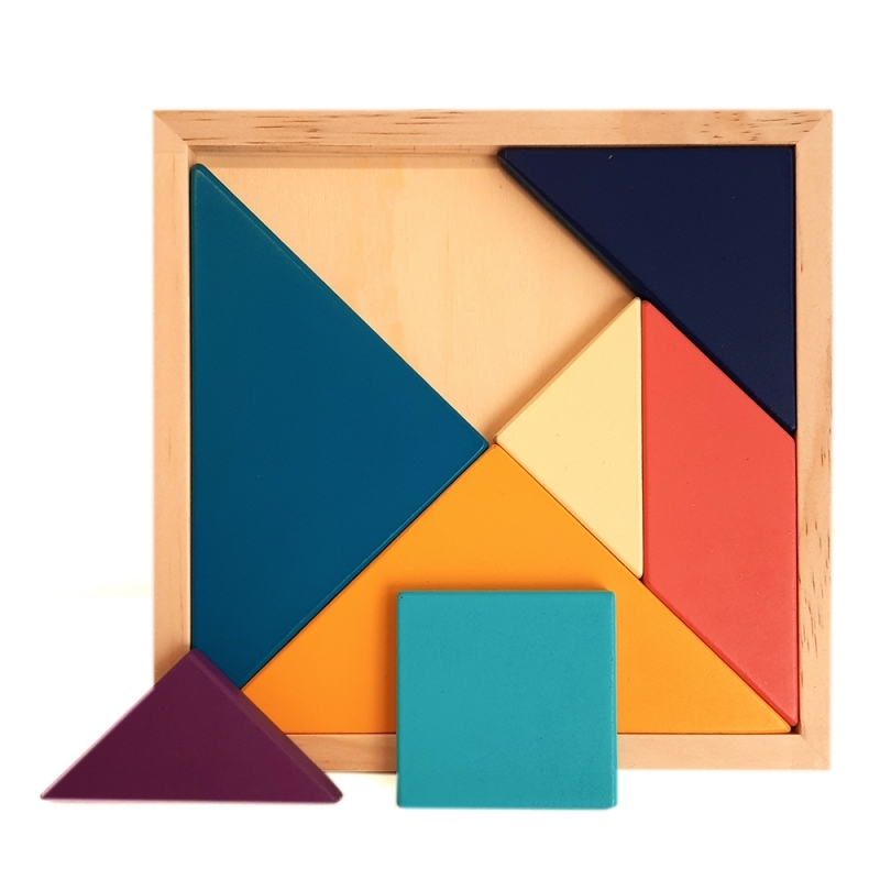 Wooden Dinosaur Puzzle Cognition Tangram 3d Cutting Colorful Shape